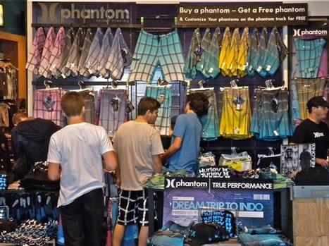Shoppers checking out the Phantom boardshort wall. Photos courtesy of Surfside Sports.