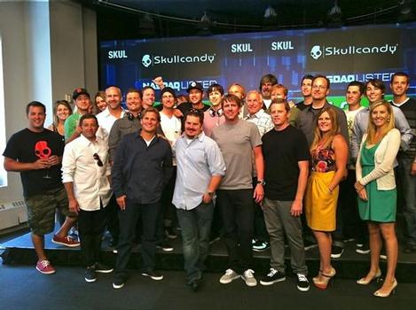 The Skullcandy team at the Nasdaq stock exchange for the company's stock market debut. Photo courtesy of Skullcandy.