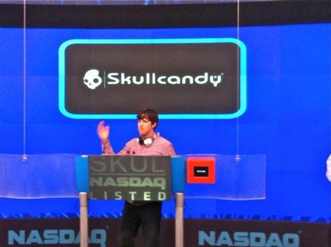 Skullcandy CEO Jeremy Andrus at the Nasdaq closing bell ceremony today.