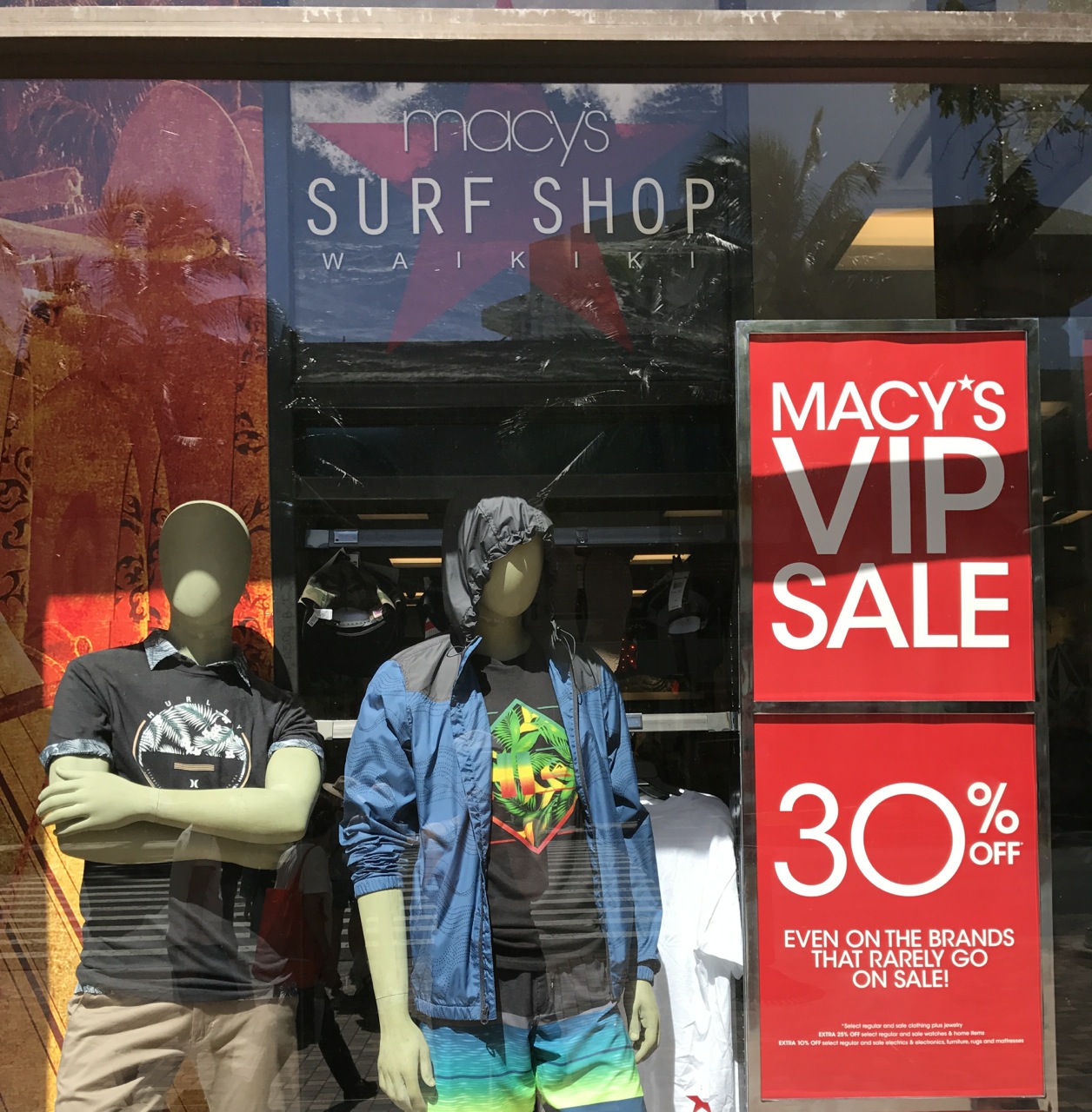 A Macy's Waikiki window in March - SES file photo