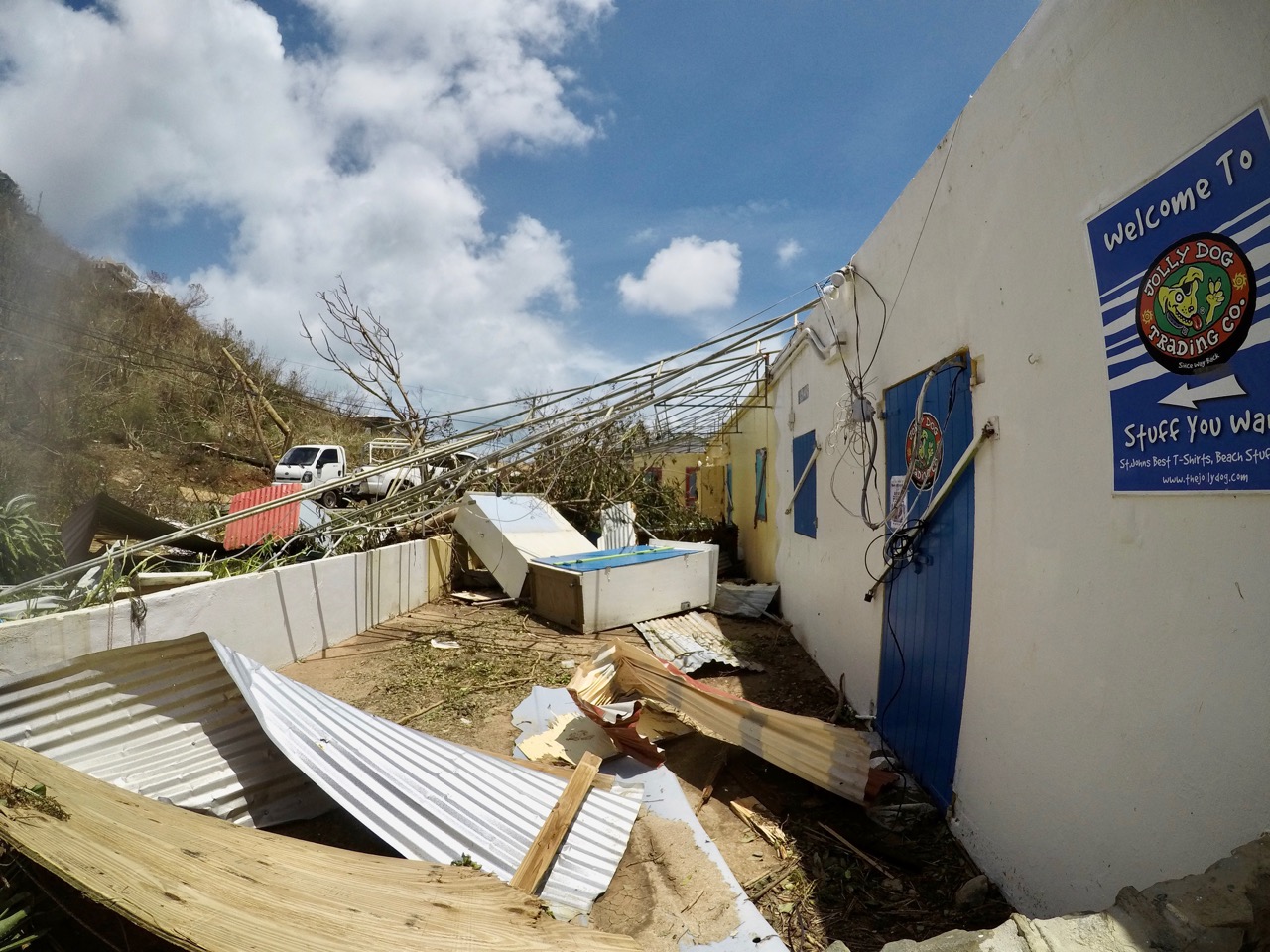Damage sustained in The Jolly Dog courtyard