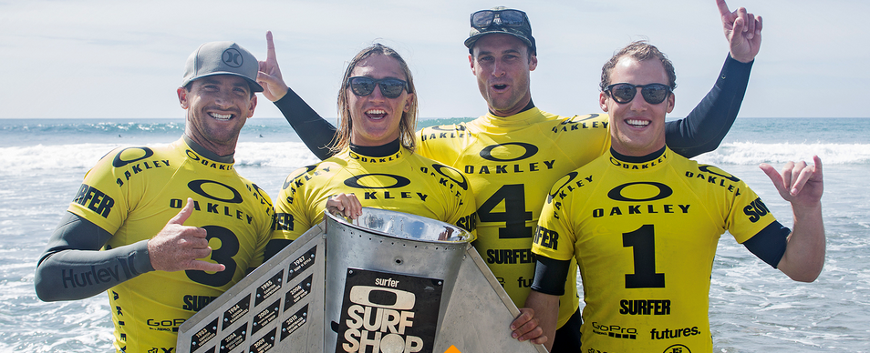 2016 Oakley Surf Shop Challenge National Champs: Huntington Surf & Sport featuring  (from left to right) Brett Simpson