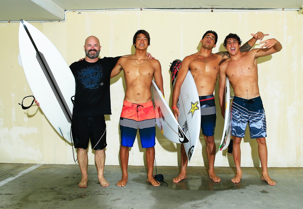 Quiksilver's Garry Wall with team riders Kanoa Igarashi