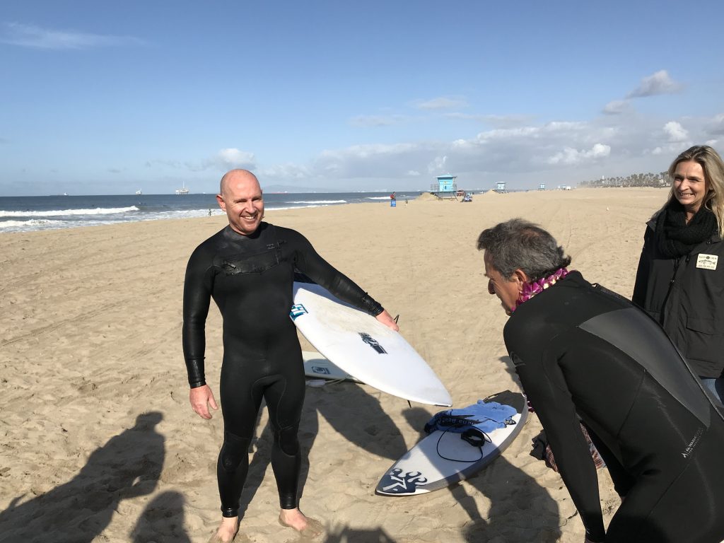 Billabong Global Brand President Shannan North talking to Milo Myers