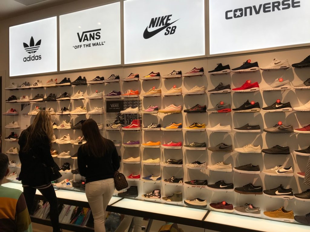 PacSun's nice looking shoe wall