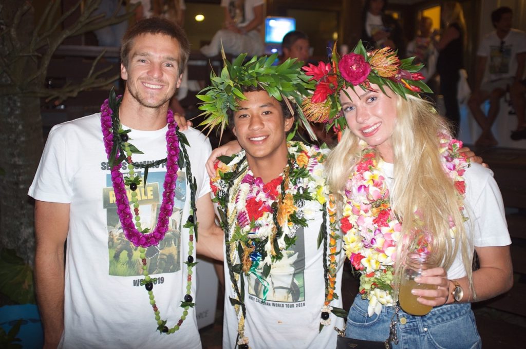 At the Billabong CT Qualification party: Ryan Callinan, Seth Moniz, Macy Callinan