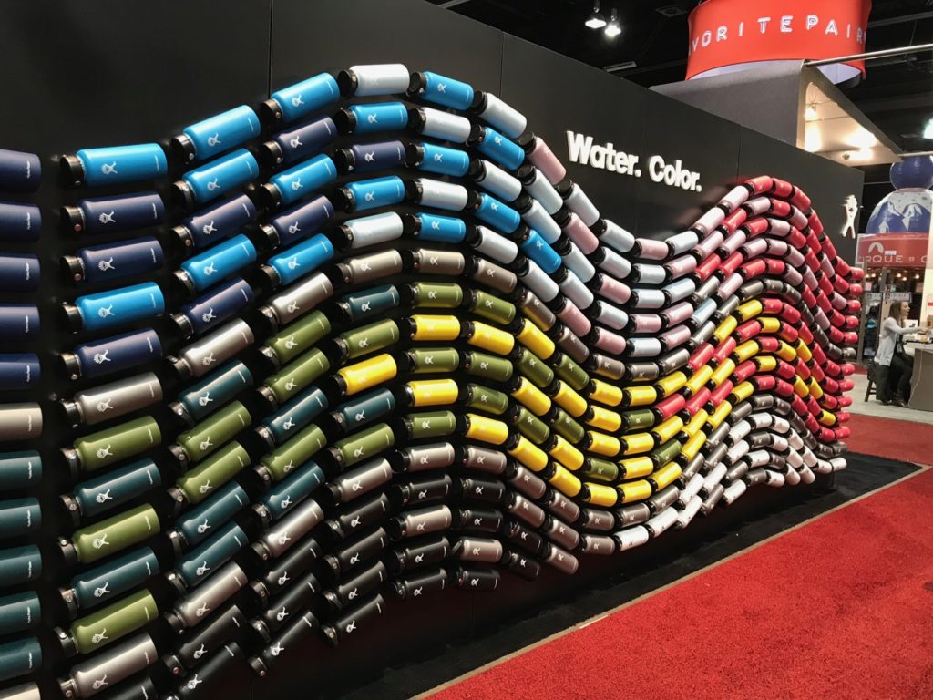 The colorful Hydro Flask booth