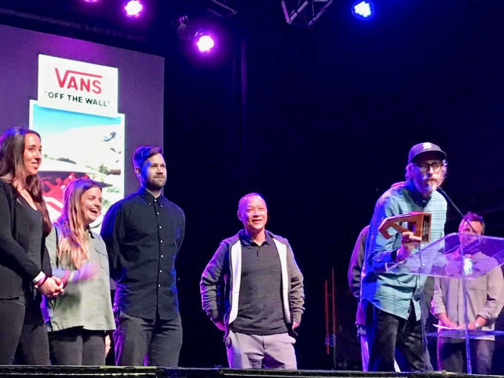 Chris Reed of Vans accepting the award for Footwear Product of the Year