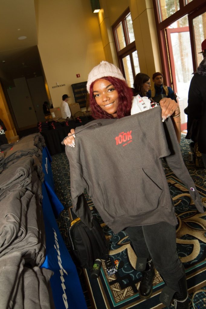 A Zumiez employee with her Champion hoodie - Photo courtesy of Zumiez