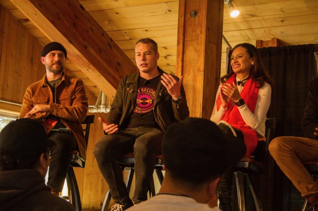 Shepard Fairey of Obey speaking on the voting panel - Photo courtesy of Zumiez