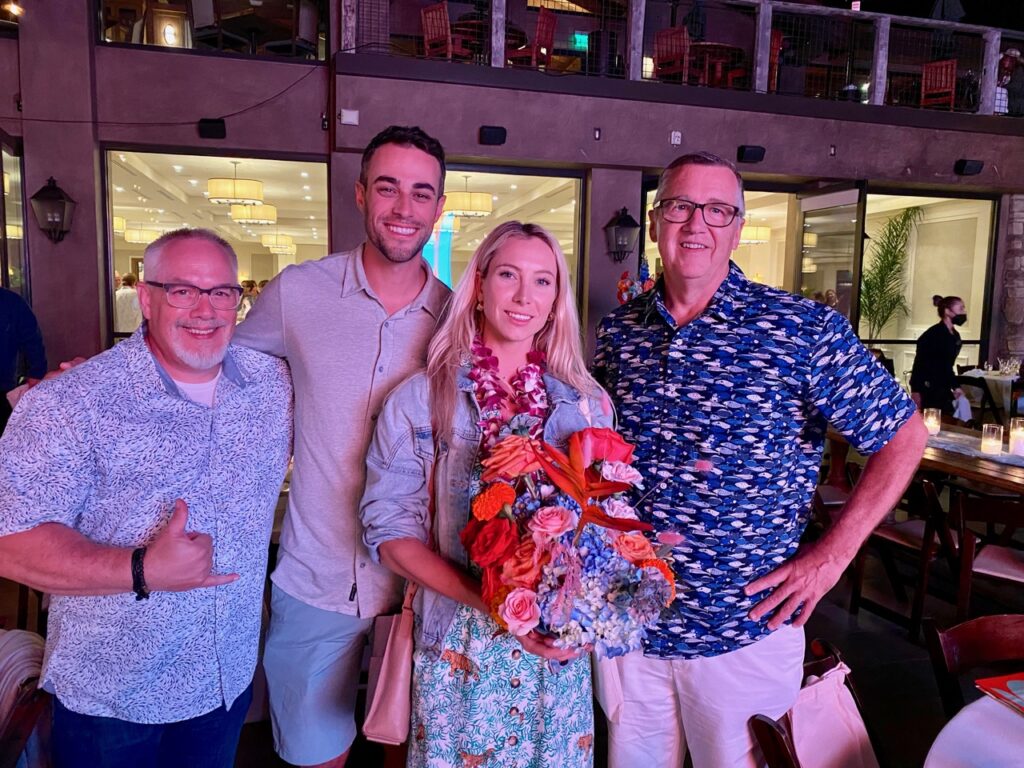 Steven Fisher of Surf Expo, Sawyer Frank of Elastic, Lauren Riehle, Roy Turner of Surf Expo