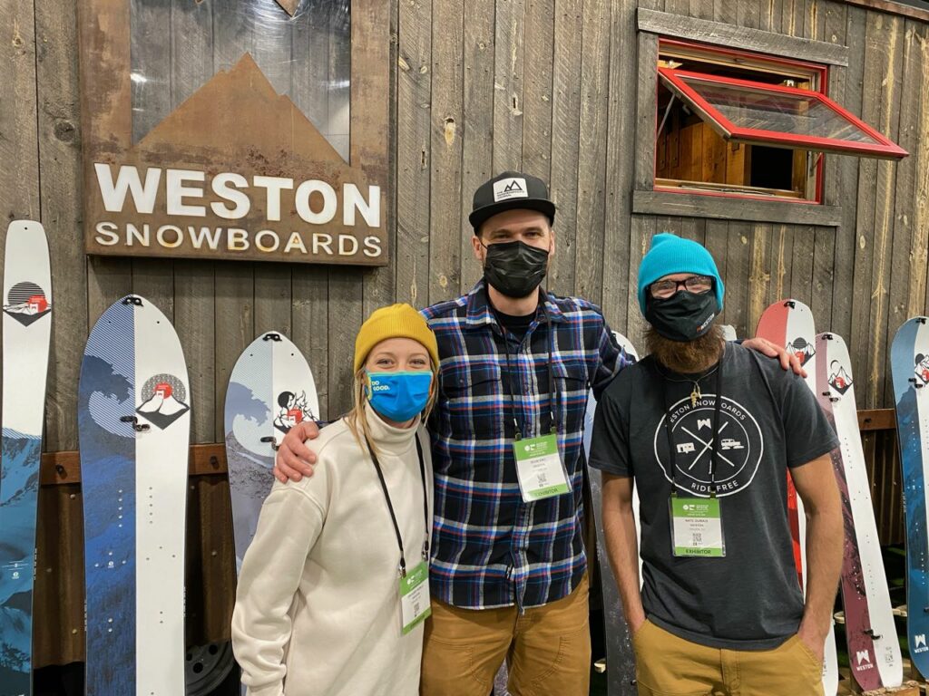 Brooke Ruble, Sean Eno and Nate Dumais of Weston Snowboards