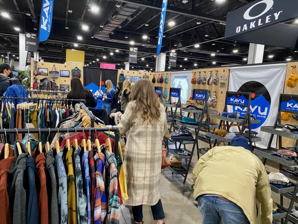 Buyers at the Kavu booth