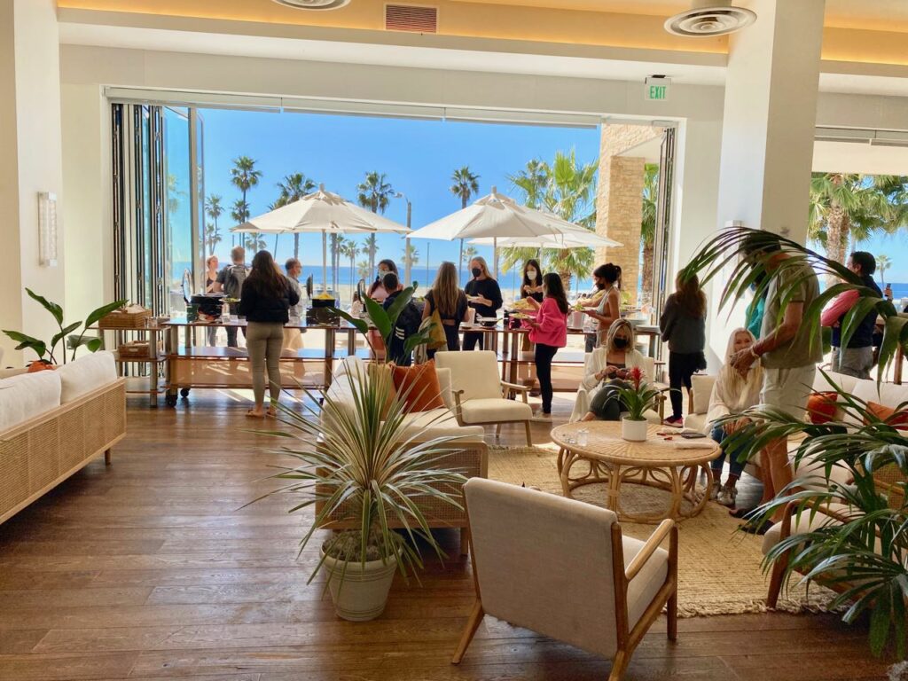 The hosted lunch for attendees in an oceanfront room