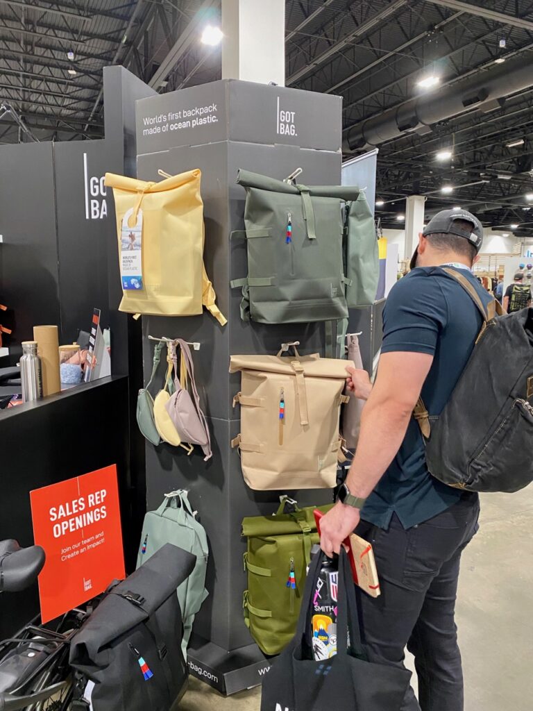 We saw a lot of people looking at these eco backpacks from Got Bag