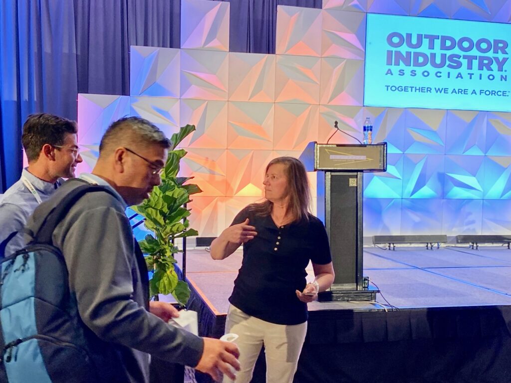 OIA Research Director Kelly Davis with fans after her talk