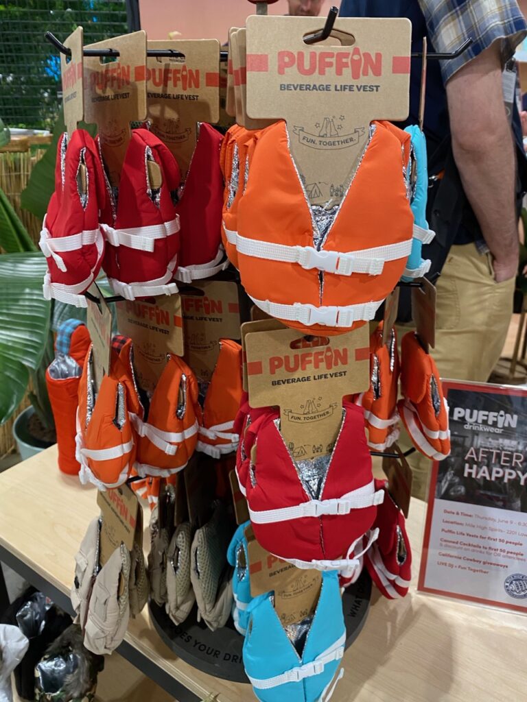 A Puffin drink coozie