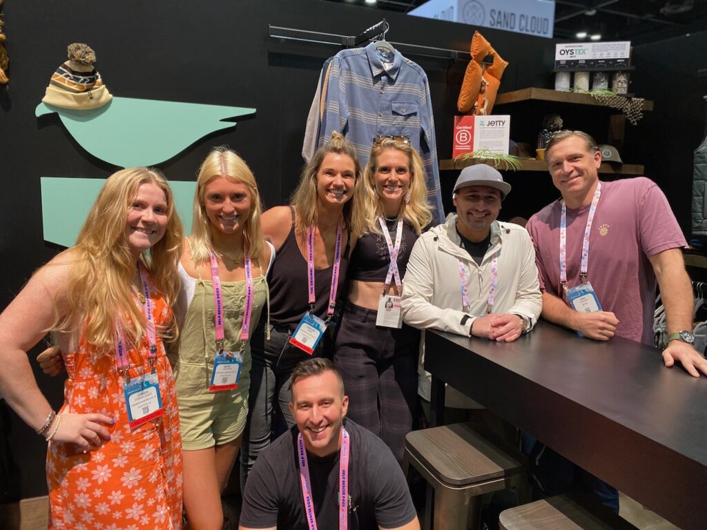 Lennon Dobbin Annis, Veda Cropper, Caroline Taber, Morgan Logue, and Dustin Henry of Cinnamon Rainbows Surf Shop, Cory Higgins of Jetty, and Stephen Milata of Cinnamon Rainbows