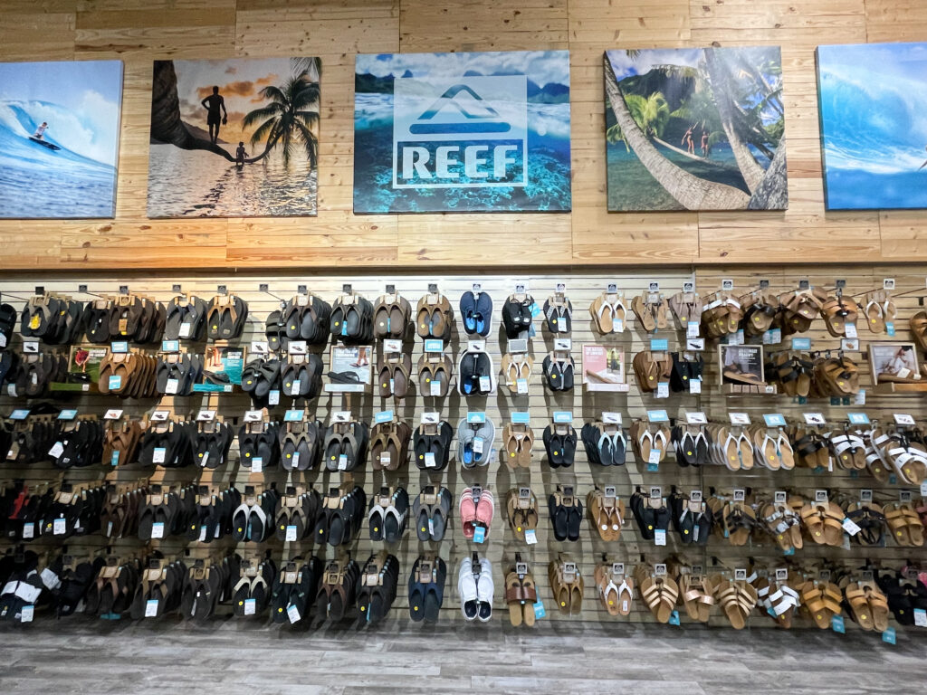 Wall within the sandal department. Photo by SES. 