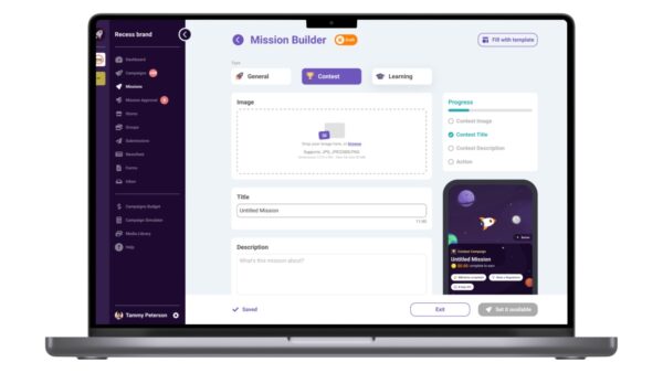 ENDVR platform Mission Builder screen