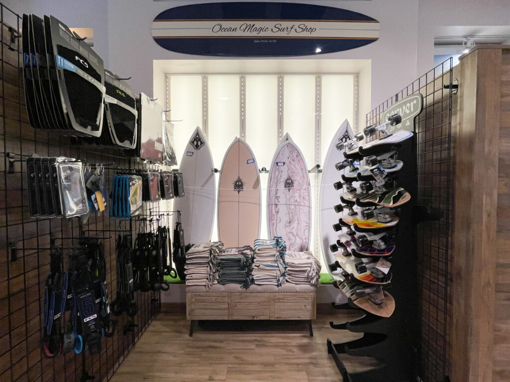 Hardgoods selection at Ocean Magic's The Gardens location. Photo by SES. 