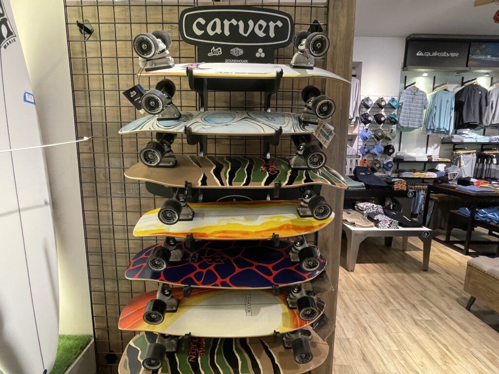 Skateboards inside the Palm Beach Gardens store. Photo by SES. 