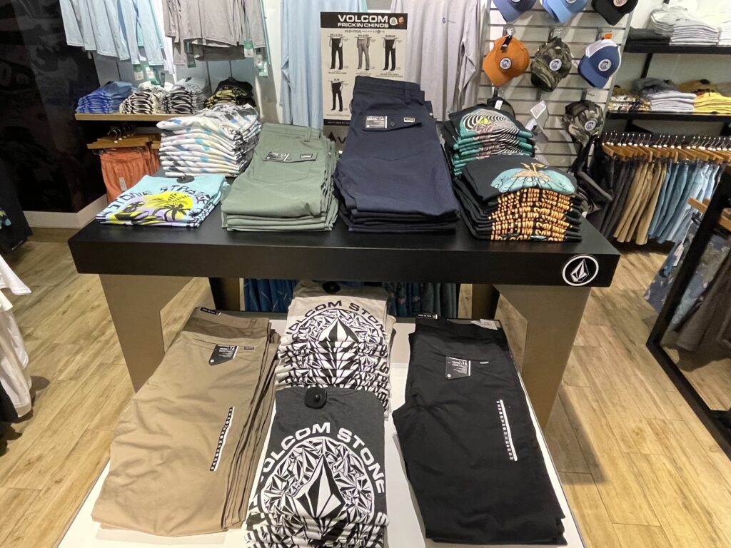 Volcom folding table at Ocean Magic's Palm Beach Gardens store. Photo by SES. 