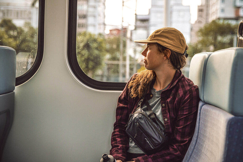 Eagle Creek Lifestyle Packable Hip Pack on train W F24 Eagle Creek Lifestyle Packable Hip Pack on train W F24