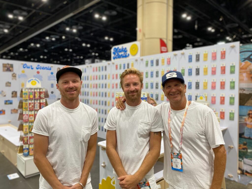 Dustin Odbert, Dylan Odbert, and Sam Lovell of Make Scents, which had one of the best booths at the show. Photo by SES.