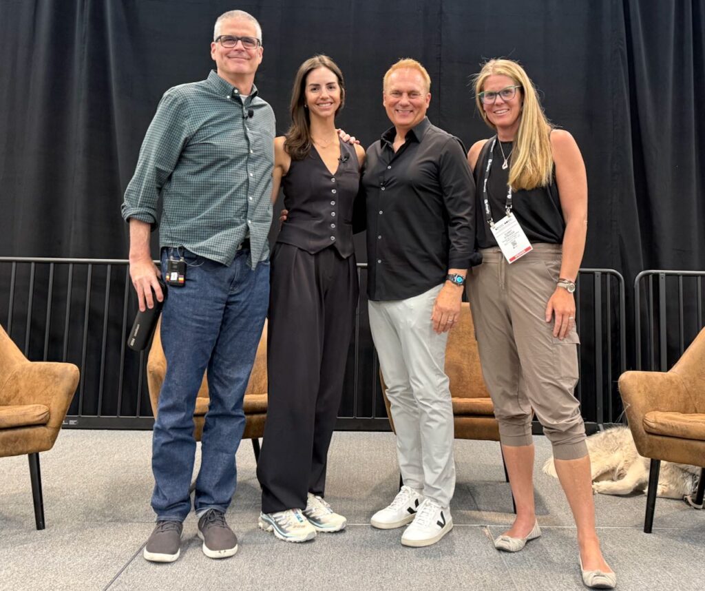 Craig Rowley of Cotopaxi, Evin Catlett of Skullcandy, Roger Hurni of Off Madison Ave. and Moderator Sunny Stroeer of Dreamland Safari Tours. Photo by SESO.