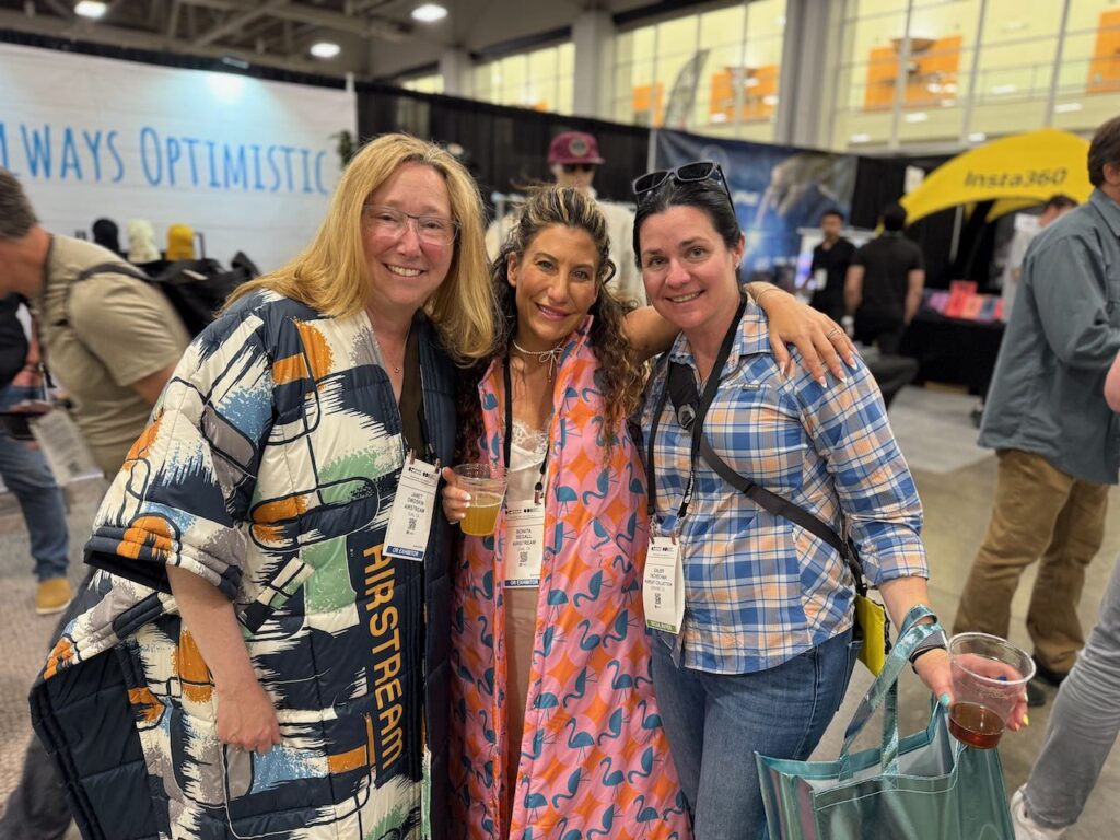 Janet Dwoskin and Bonita Segall of Airstream and Ginjer Yachechak of Pursuit Collection. Photo by SESO.