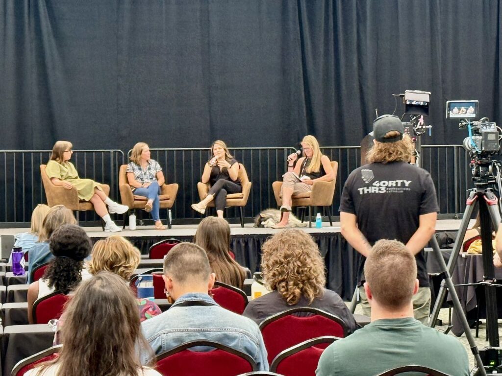 Jenni Staudacher of Salomon, Laura Schaffer of Orvis, Joleen Ong of Cascale and moderator Sunny Stroeer. Photo by SESO.