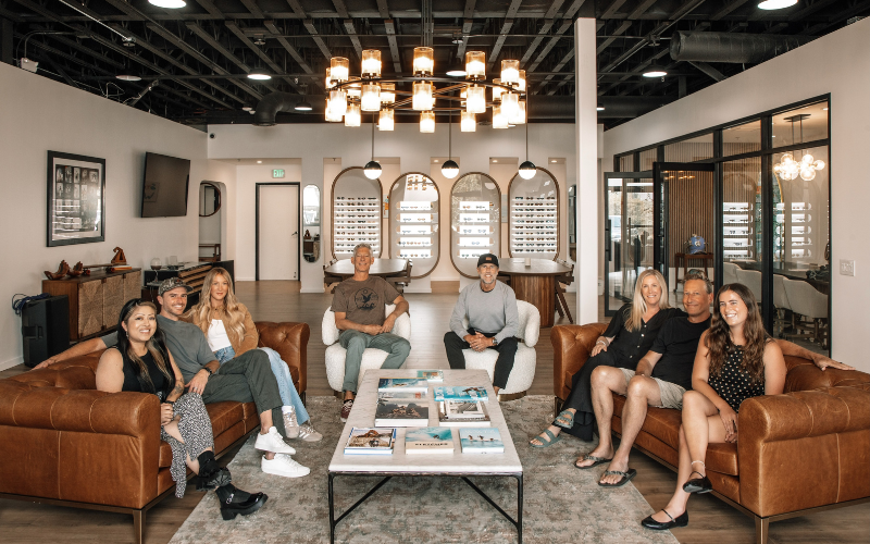 The I-SEA team in the company's new San Clemente, Calif.,headquarters. L to R: Fabiola Miranda, Kyle Cannon, Rachel Dorsey, Joey Santley, Dutch Schultz, Allison Santley, Don Dyer, Cate Stokes. Photo courtesy of I-SEA.
