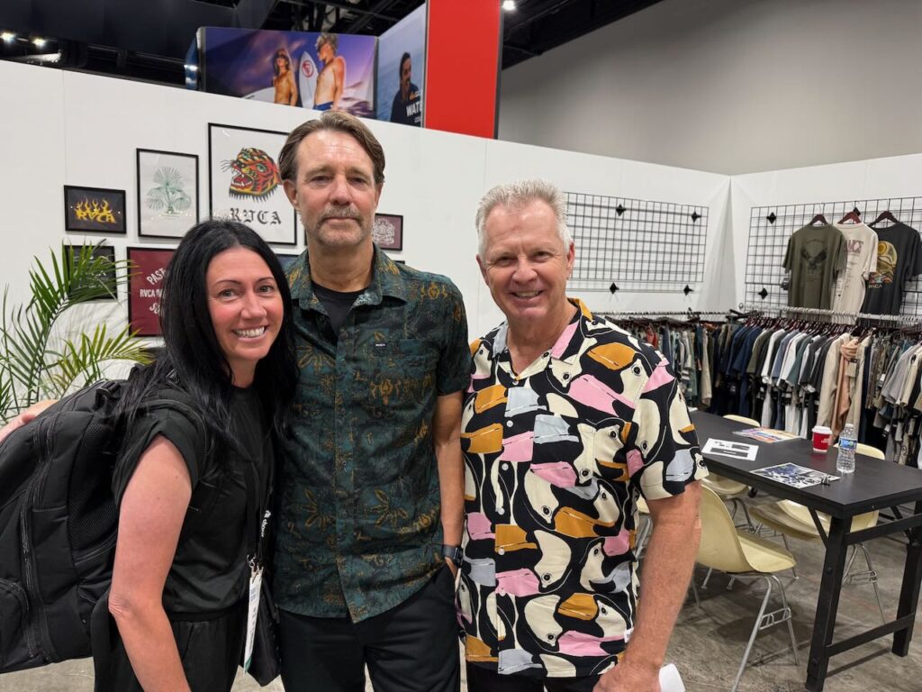Amy Rasmussen of Sync, Mark Tinkess of RVCA, Sammy Duvall of Curl. Photo by SESO. 