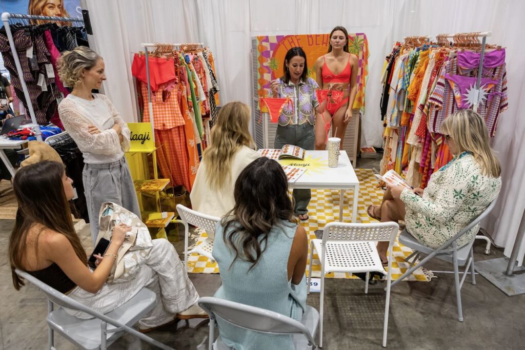 A showing in the Maaji booth. Photo courtesy of Surf Expo. 