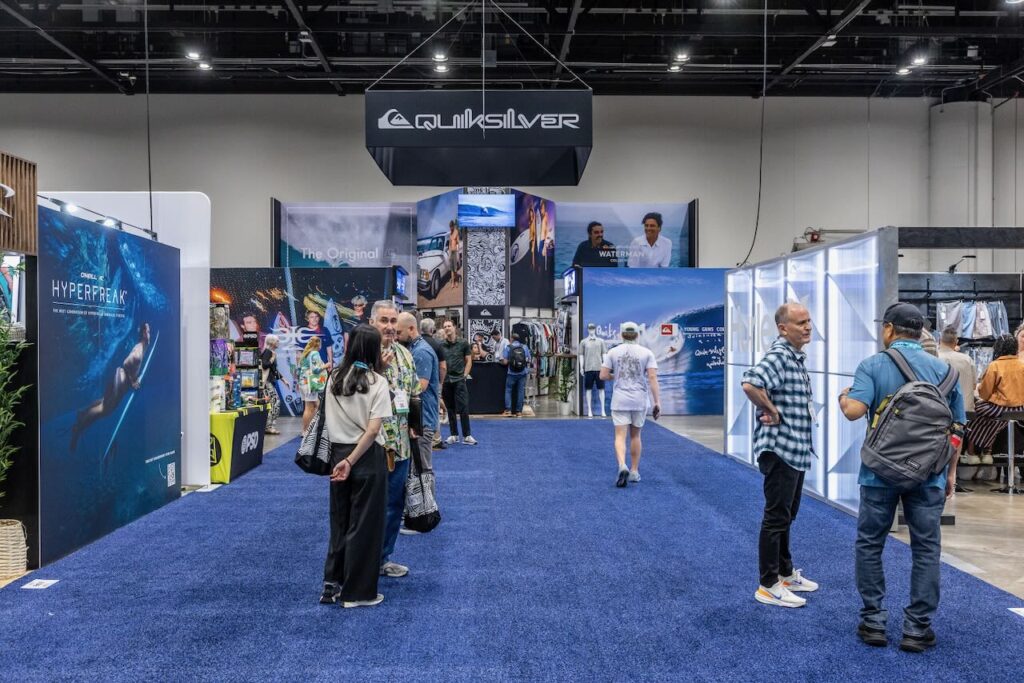 The Quiksilver booth. Photo courtesy of Surf Expo.