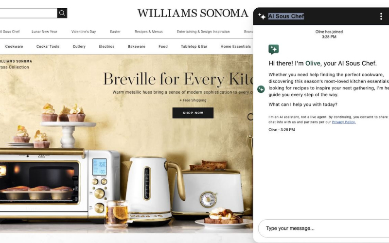 Williams Sonoma Olive AI Agent.
