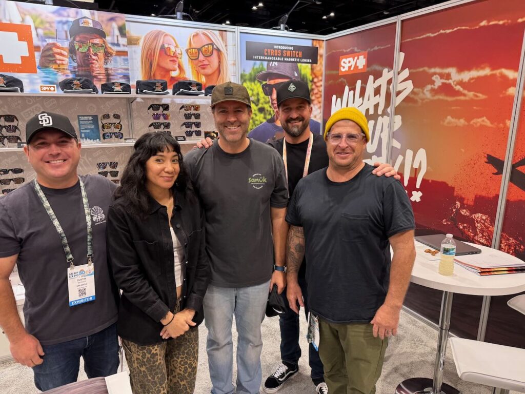 Dustin Meister, Kara Yap, Ryan Whitcomb, David Ridgeway and Michel Murciano of Spy Optics.