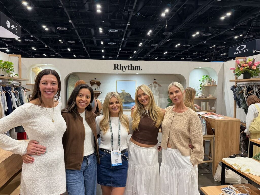 The Rhythm women's booth: Jessica Bishop, Natalie Fonseca, Nicolette Moghadam, Kadie Sparks, Logan Waters. 