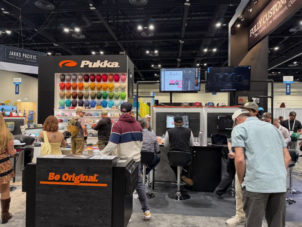 The always busy Pukka custom hats booth. 