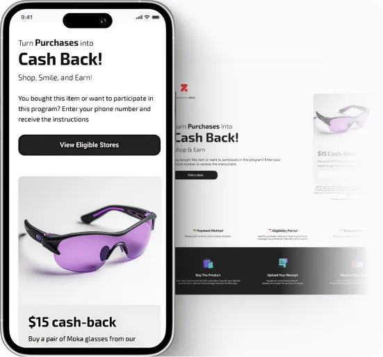 ENDVR Consumer Cash Back — mobile app and dashboard
