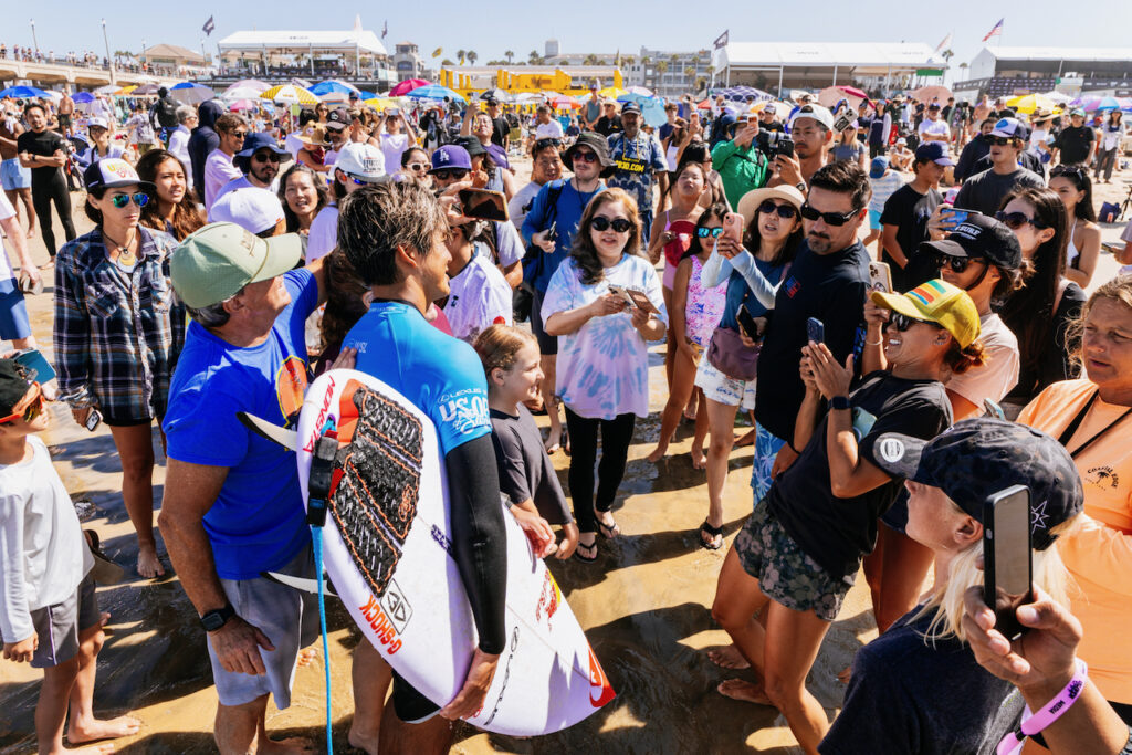 HUNTINGTON BEACH, CALIFORNIA - AUGUST 2: Kanoa Igarashi of Japan after surfing in Heat 4 of the Quarterfinals at the Lexus US Open of Surfing on August 2, 2026 at Huntington Beach, California. (Photo by Tommy Pierucki/World Surf League)