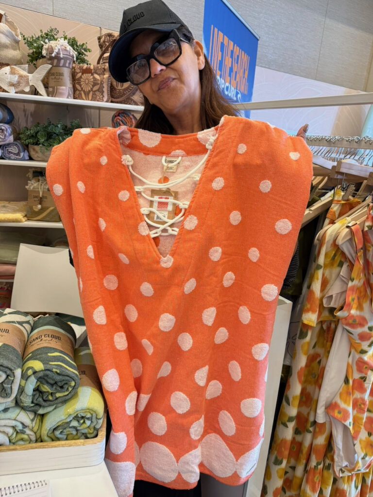 Linda Leuthe with a Sand Cloud coverup, which are hot sellers on TikTok. Photo by SESO. 