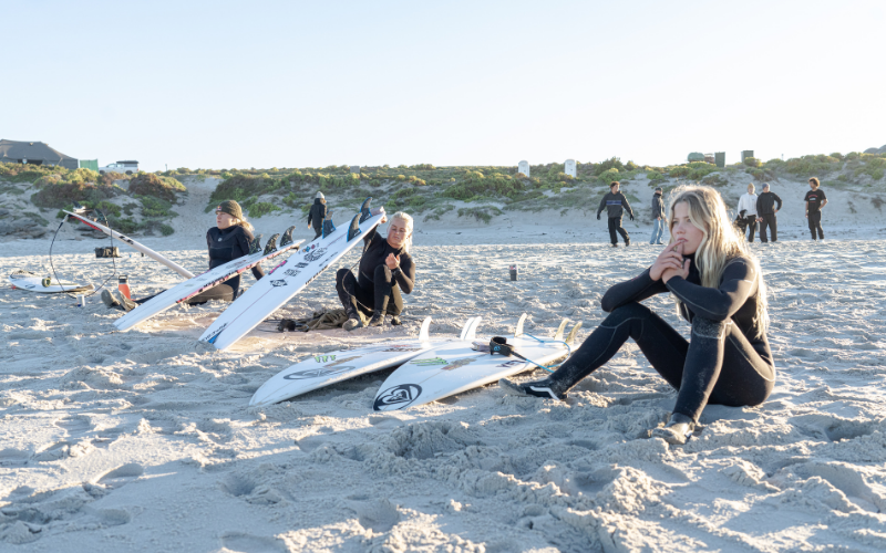 Sanoa Dempfle-Olin, Eden Walla, Milla Coco Brown during Natural Selection Surf - Sessions on August 11, 2026 in Western Cape, South Africa. Photo: © Ant Fox / Natural Selection Tour