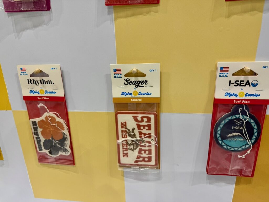 Make Scents’ brand collaborations include co-branded air fresheners for Rhythm, Seager and I-Sea.